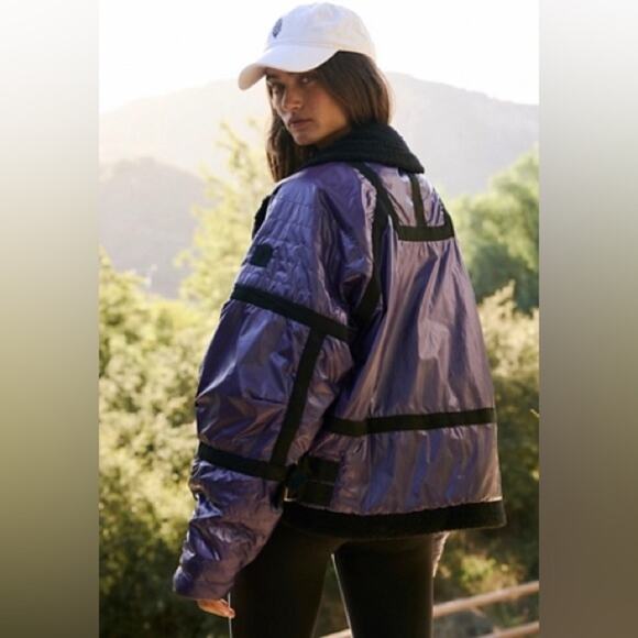 Free People Movement NWT Vagabond Fleece Bomber purple XS - Picture 1 of 6